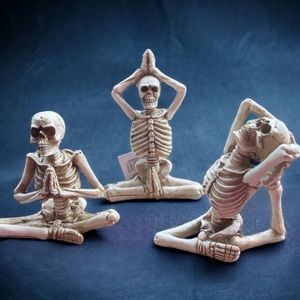 Skeleton figurine 3 pack yoga poses Halloween decor uo holiday